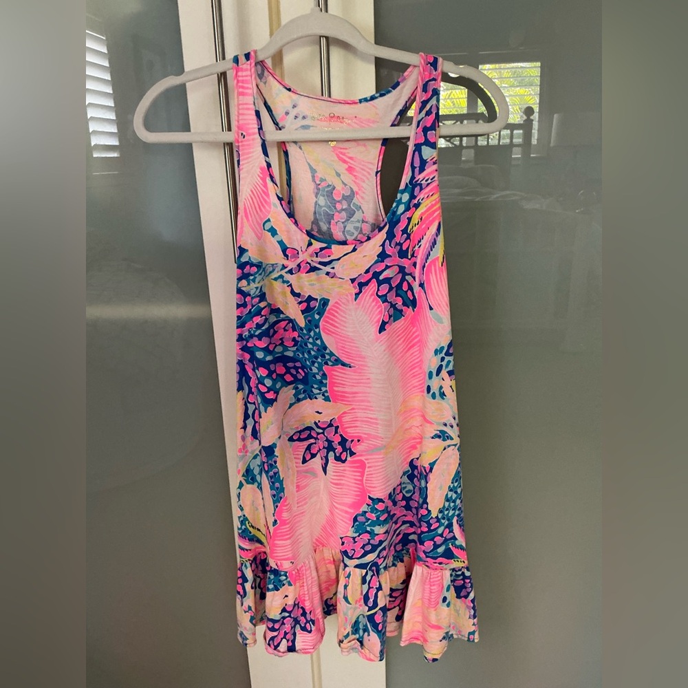 Lilly Pulitzer Hampton dress, racerback with ruffled hem.